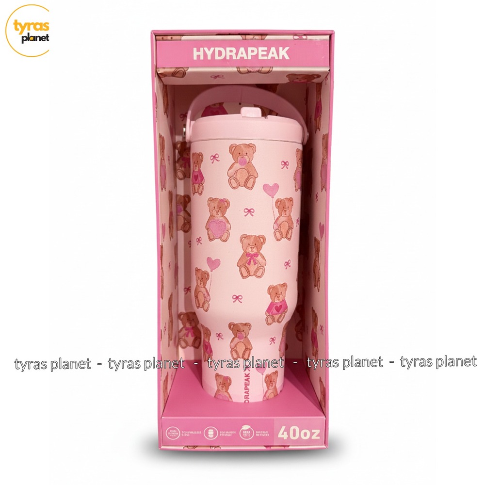 Hydrapeak Nomad 40oz Tumbler Lovely Bears Limited Edition Pink Stainless Steel